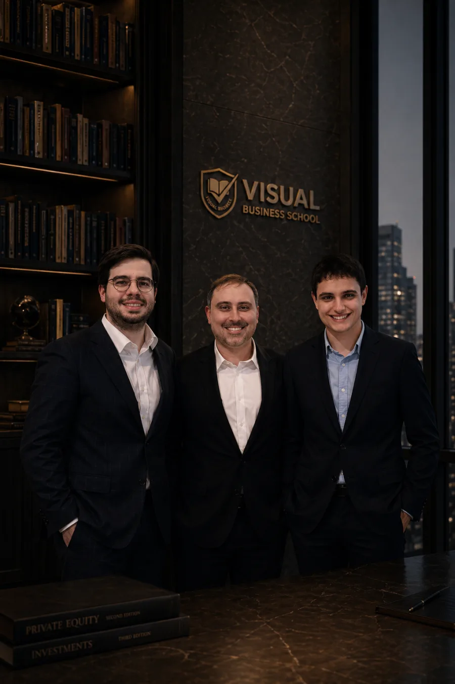 Los fundadores de Visual Faktory en la sede de Visual Business School